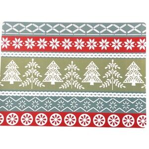 Christmas Tree Placemats Set of 4 Fair Isle Sweater Look Vinyl Foam Back Holiday